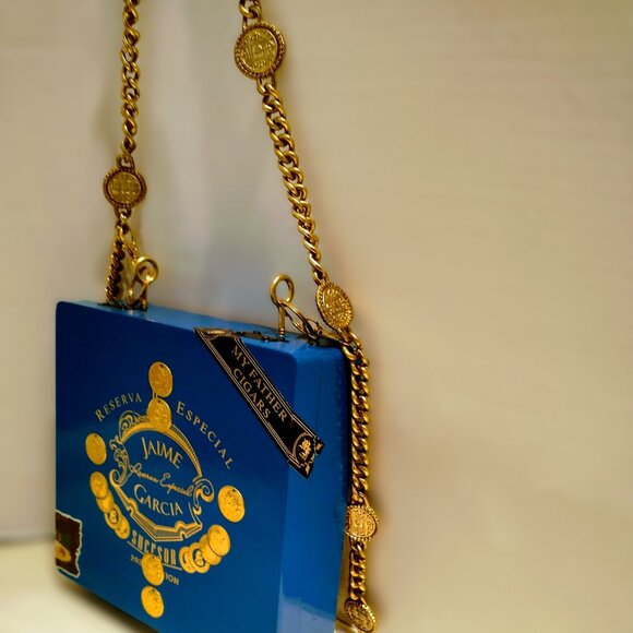 Suenos de Saundra Upcycled Collection, Cigar Box Purse, Jaime Garcia Teal Box - Picture 14 of 15